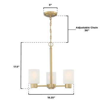 Sylvestre Three-Light Indoor Chandelier, Champagne Brass Finish