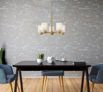 Sylvestre Five-Light Indoor Chandelier, Champagne Brass Finish