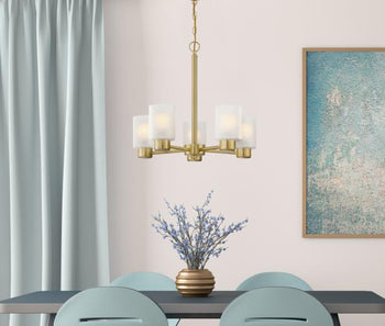 Sylvestre Five-Light Indoor Chandelier, Champagne Brass Finish