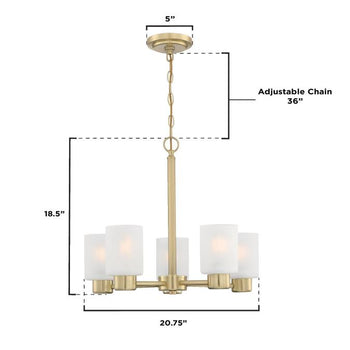 Sylvestre Five-Light Indoor Chandelier, Champagne Brass Finish