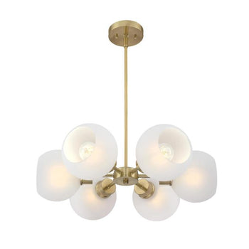 Dorney Six-Light Indoor Chandelier, Champagne Brass Finish