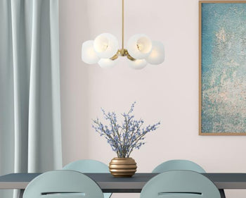 Dorney Six-Light Indoor Chandelier, Champagne Brass Finish