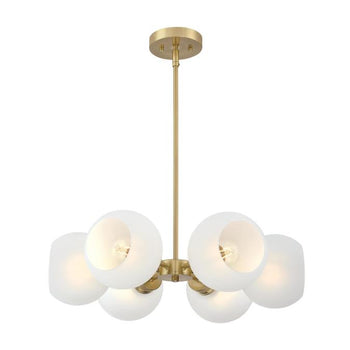 Dorney Six-Light Indoor Chandelier, Champagne Brass Finish