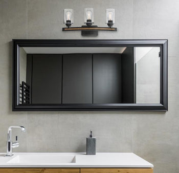 Broomall Three-Light Wall Fixture, Matte Black Finish with Barnwood Accents