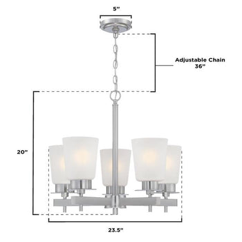 Reynaldo Five-Light Indoor Chandelier, Brushed Nickel Finish