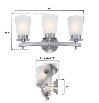 Reynaldo Three-Light Wall Fixture, Brushed Nickel Finish