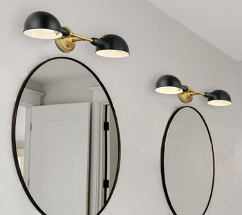 Langhorne Two-Light Wall Fixture, Matte Black and Brushed Brass Finish