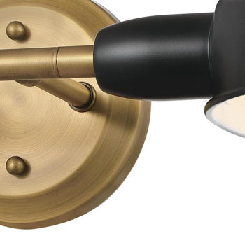 Langhorne Two-Light Wall Fixture, Matte Black and Brushed Brass Finish
