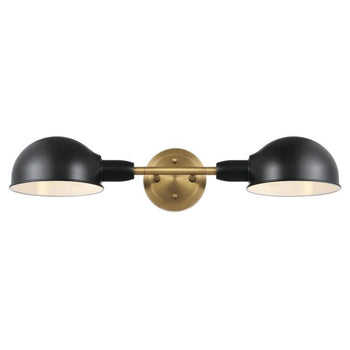 Langhorne Two-Light Wall Fixture, Matte Black and Brushed Brass Finish