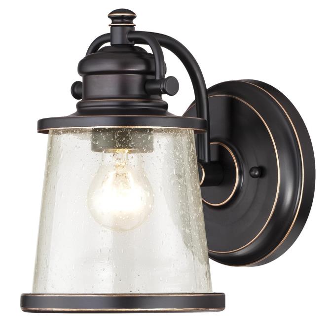 Emma Jane One-Light Outdoor Wall Lantern, Amber Bronze Finish with