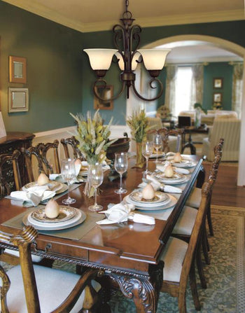 Regal Springs Three-Light Interior Chandelier, Ebony Gold Finish with Burnt Scavo Glass