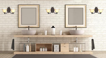 Kings Canyon Two-Light Interior Wall Fixture, Oil Rubbed Bronze Finish with Burnt Scavo Glass