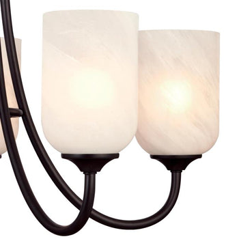 Treebridge Station Five-Light Interior Chandelier, Espresso Finish with White Alabaster Glass