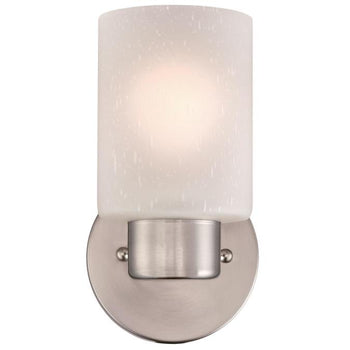 Sylvestre One-Light Interior Wall Fixture, Brushed Nickel Finish with Frosted Seeded Glass