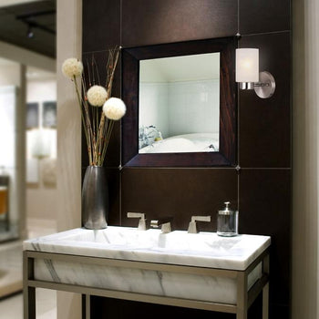 Sylvestre One-Light Interior Wall Fixture, Brushed Nickel Finish with Frosted Seeded Glass