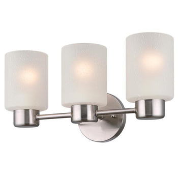 Sylvestre Three-Light Interior Wall Fixture, Brushed Nickel Finish with Frosted Seeded Glass