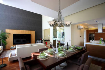 Fallon Five-Light Interior Chandelier, Satin Platinum Finish with White Alabaster Glass