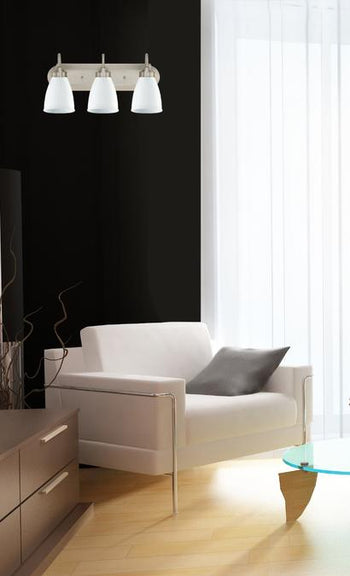 Three-Light Wall Fixture, Brushed Nickel Finish