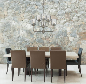 Basset Six-Light Indoor Chandelier, Dark Pewter Finish