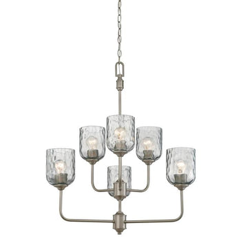 Basset Six-Light Indoor Chandelier, Dark Pewter Finish