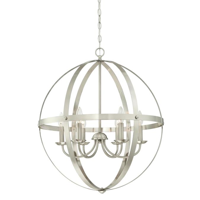 Stella Mira Six-Light Indoor Chandelier, Brushed Nickel Finish