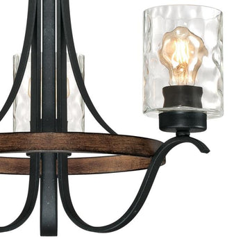 Barnwell Three-Light Indoor Chandelier, Textured Iron and Barnwood Finish