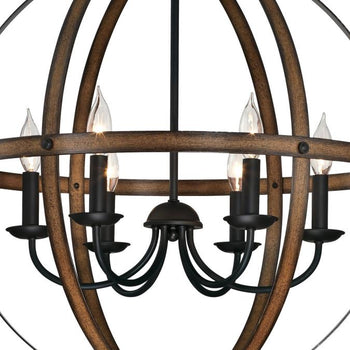 Stella Mira Six-Light Indoor Chandelier, Barnwood and Oil Rubbed Bronze Finish