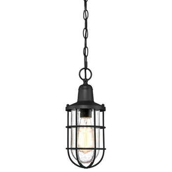 Crestview One-Light Outdoor Pendant, Textured Black Finish