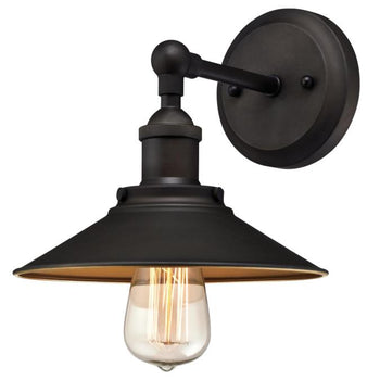 Louis One-Light Indoor Wall Fixture, Oil Rubbed Bronze Finish and Metallic Bronze Interior