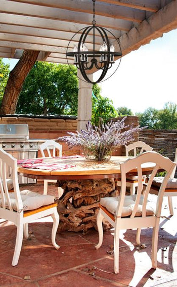 Stella Mira Six-Light Outdoor Chandelier, Oil Rubbed Bronze Finish with Highlights