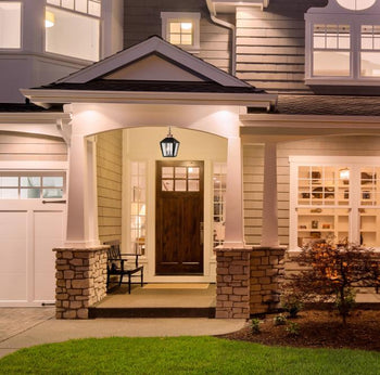 Valley Forge Three-Light Outdoor Pendant, Matte Black Finish with Washed Copper Accents