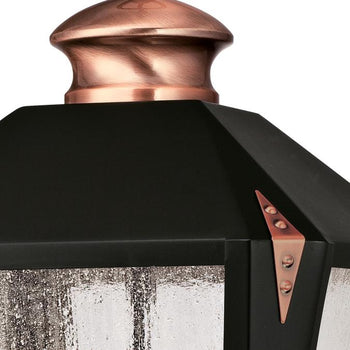 Valley Forge Three-Light Outdoor Pendant, Matte Black Finish with Washed Copper Accents