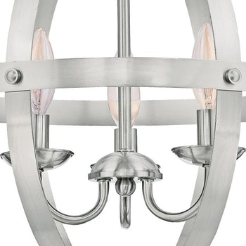 Stella Mira Three-Light Indoor Chandelier, Brushed Nickel Finish