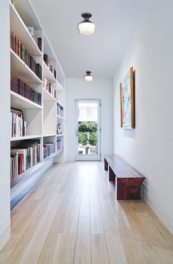 Scholar One-Light Indoor Semi-Flush Ceiling Fixture, Oil Rubbed Bronze Finish with White Opal Glass