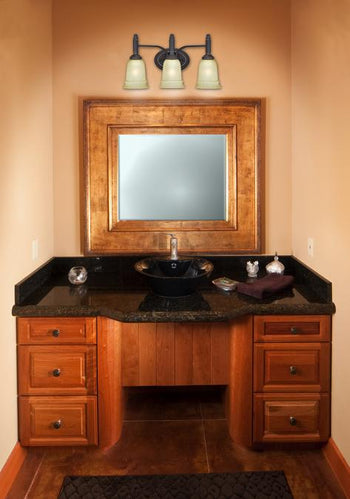 Montrose Three-Light Wall Fixture, Oil Rubbed Bronze Finish with Highlights and Mocha Scavo Glass