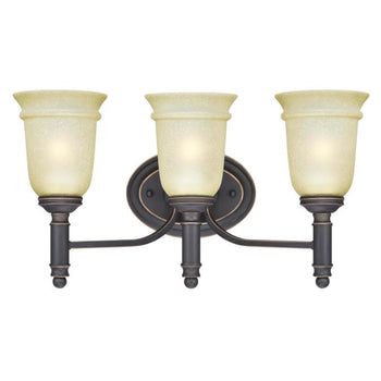 Montrose Three-Light Wall Fixture, Oil Rubbed Bronze Finish with Highlights and Mocha Scavo Glass