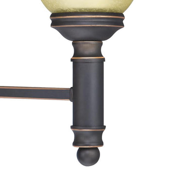 Montrose Three-Light Wall Fixture, Oil Rubbed Bronze Finish with Highlights and Mocha Scavo Glass