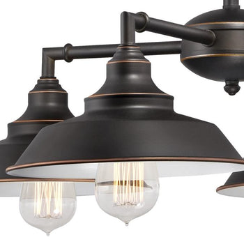 Iron Hill Four-Light Indoor Convertible Chandelier/Semi-Flush Ceiling Fixture, Oil Rubbed Bronze Finish with Highlights