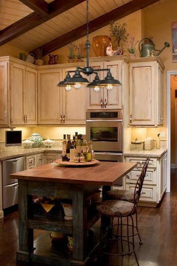 Iron Hill Four-Light Indoor Convertible Chandelier/Semi-Flush Ceiling Fixture, Oil Rubbed Bronze Finish and Metallic Bronze Interior