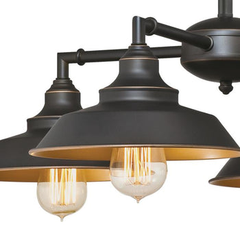 Iron Hill Four-Light Indoor Convertible Chandelier/Semi-Flush Ceiling Fixture, Oil Rubbed Bronze Finish and Metallic Bronze Interior