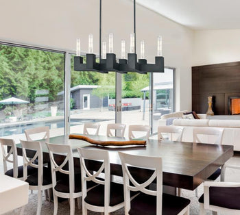 Skybridge Eight-Light LED Indoor Chandelier, Iron Finish