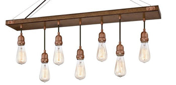 Elway Seven-Light Indoor Chandelier, Barnwood Finish with Washed Copper Accents