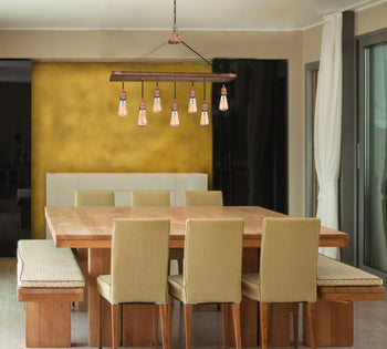 Elway Seven-Light Indoor Chandelier, Barnwood Finish with Washed Copper Accents