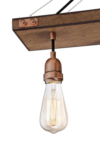 Elway Seven-Light Indoor Chandelier, Barnwood Finish with Washed Copper Accents