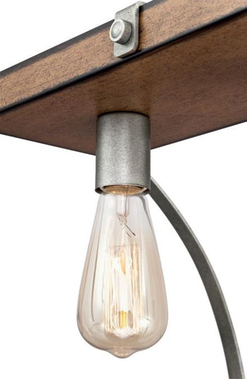 Oak Lane Five-Light Indoor Chandelier, Barnwood Finish with Galvanized Steel Accents