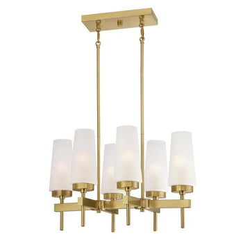 Chaddsford Six-Light Indoor Chandelier, Champagne Brass Finish