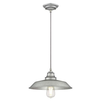 Iron Hill One-Light Indoor Pendant, Galvanized Steel Finish