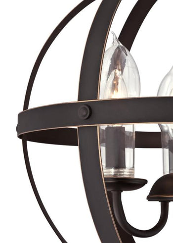 Stella Mira Three-Light Outdoor Chandelier, Oil Rubbed Bronze Finish with Highlights