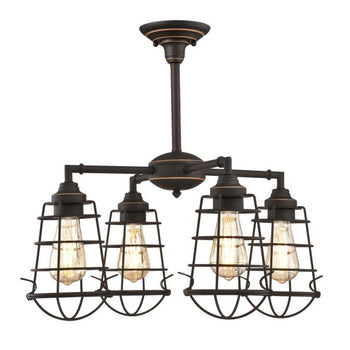 Nolan Four-Light Indoor Chandelier/Semi-Flush Mount Ceiling Fixture, Oil Rubbed Bronze Finish with Highlights
