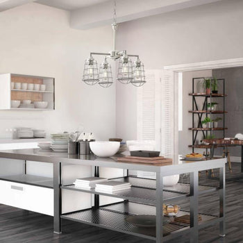 Nolan Four-Light Indoor Chandelier/Semi-Flush Mount Ceiling Fixture, Brushed Nickel Finish